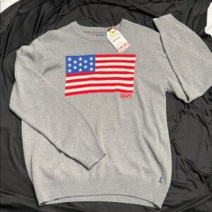 Chaps Gray Crewneck Sweater with Flag Design
